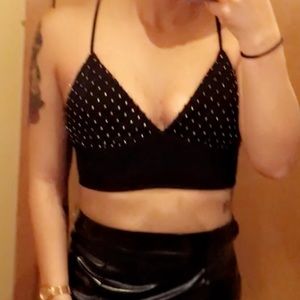 Black jeweled crop top